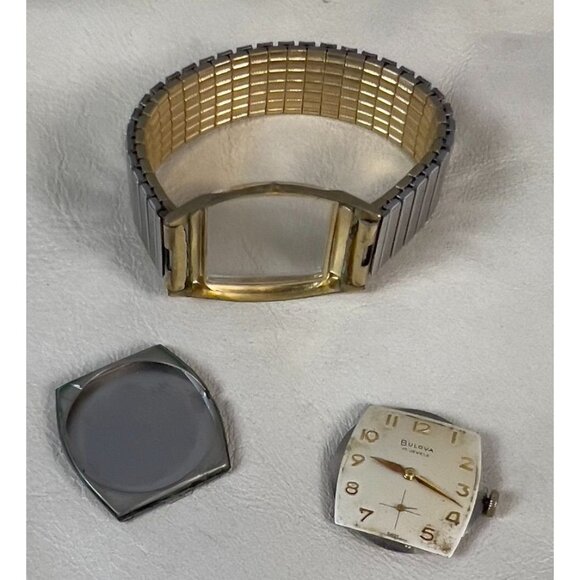Vintage BULOVA L9 Men's Square Watch 10K Rolled Gold Parts/Repair 17 Jewels - Picture 2 of 9